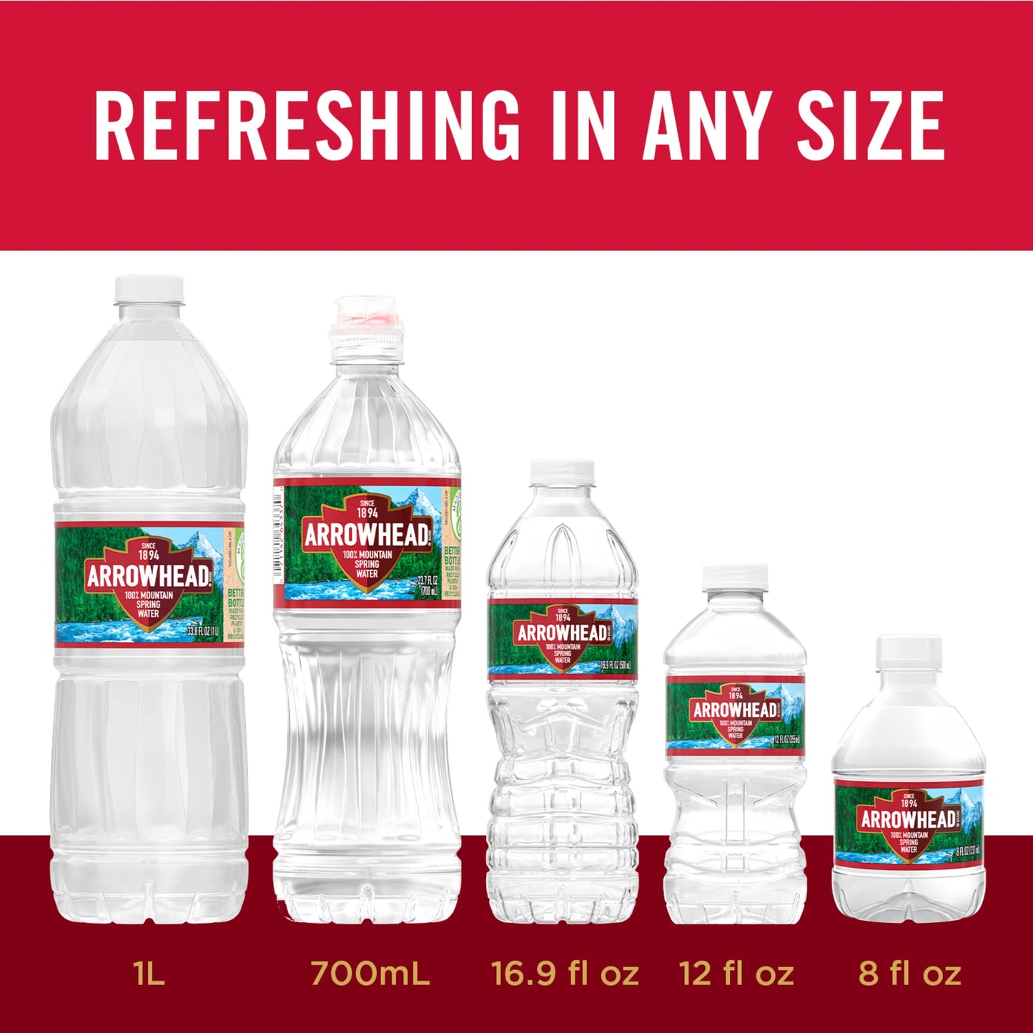 Arrowhead Brand 100% Mountain Spring Water, 2.5-Gallon Plastic Jug