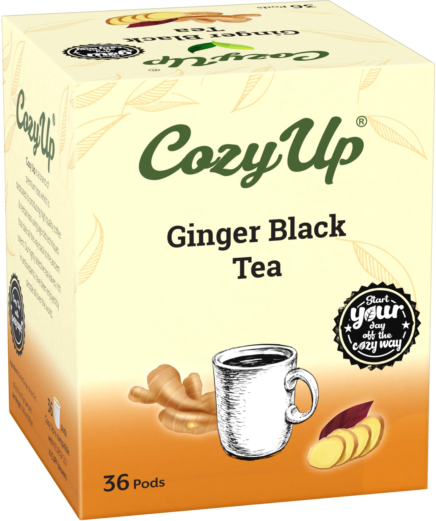 Cozy Up Ginger Black Tea Pods for Keurig K-Cup malt-inspired, 36 Count