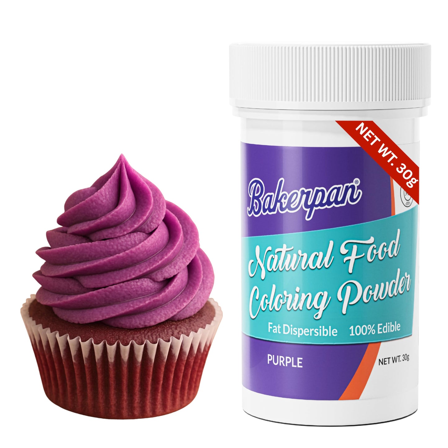 Bakerpan Purple Oil-Based Dye-Free Food Coloring Powder for Baking - 30g - Plant-Based, Natural Coloring for Buttercream Frostin