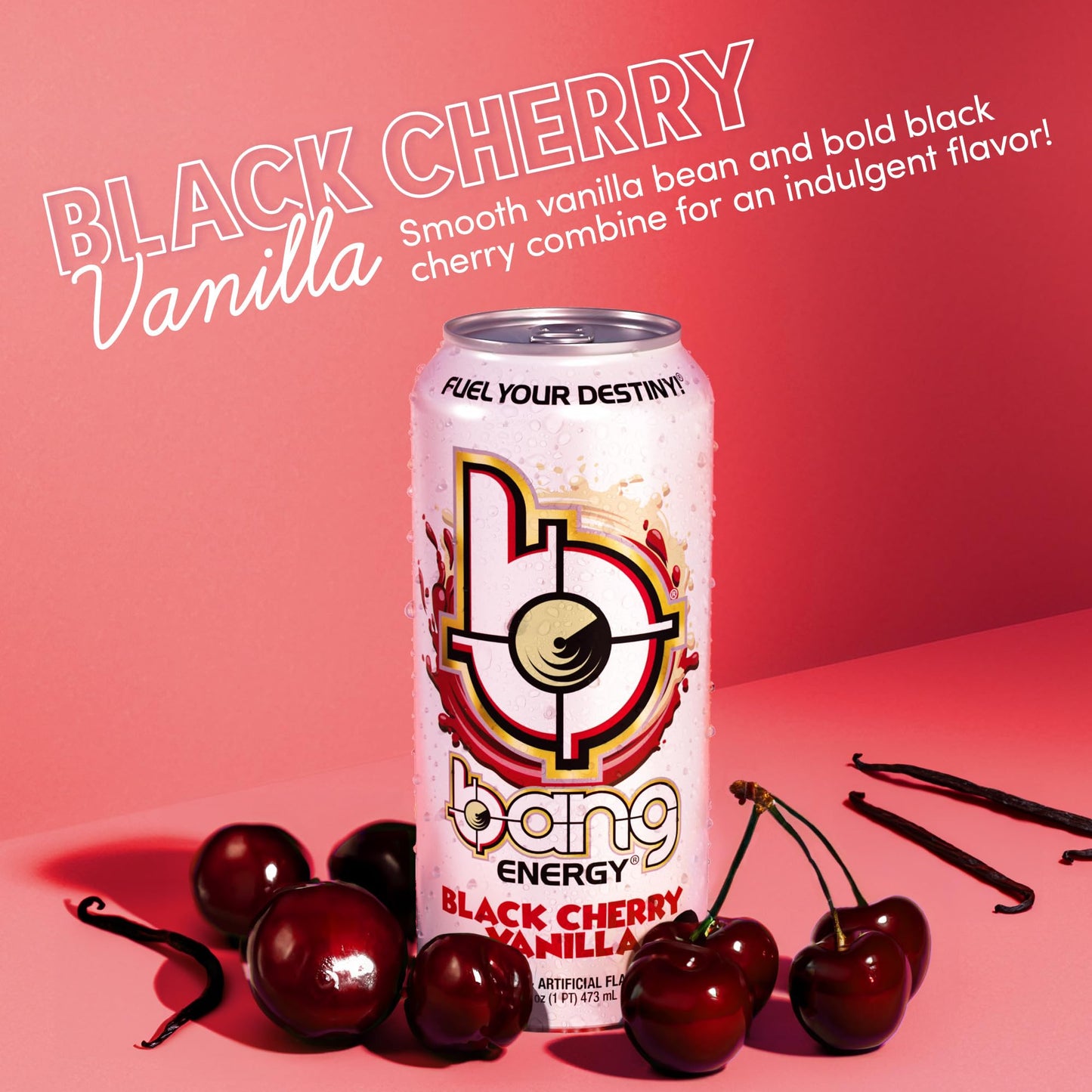 BANG Energy Drink, Sugar-Free, Black Cherry Vanilla, 16 Ounce (Pack of 12), Red, Model 366953