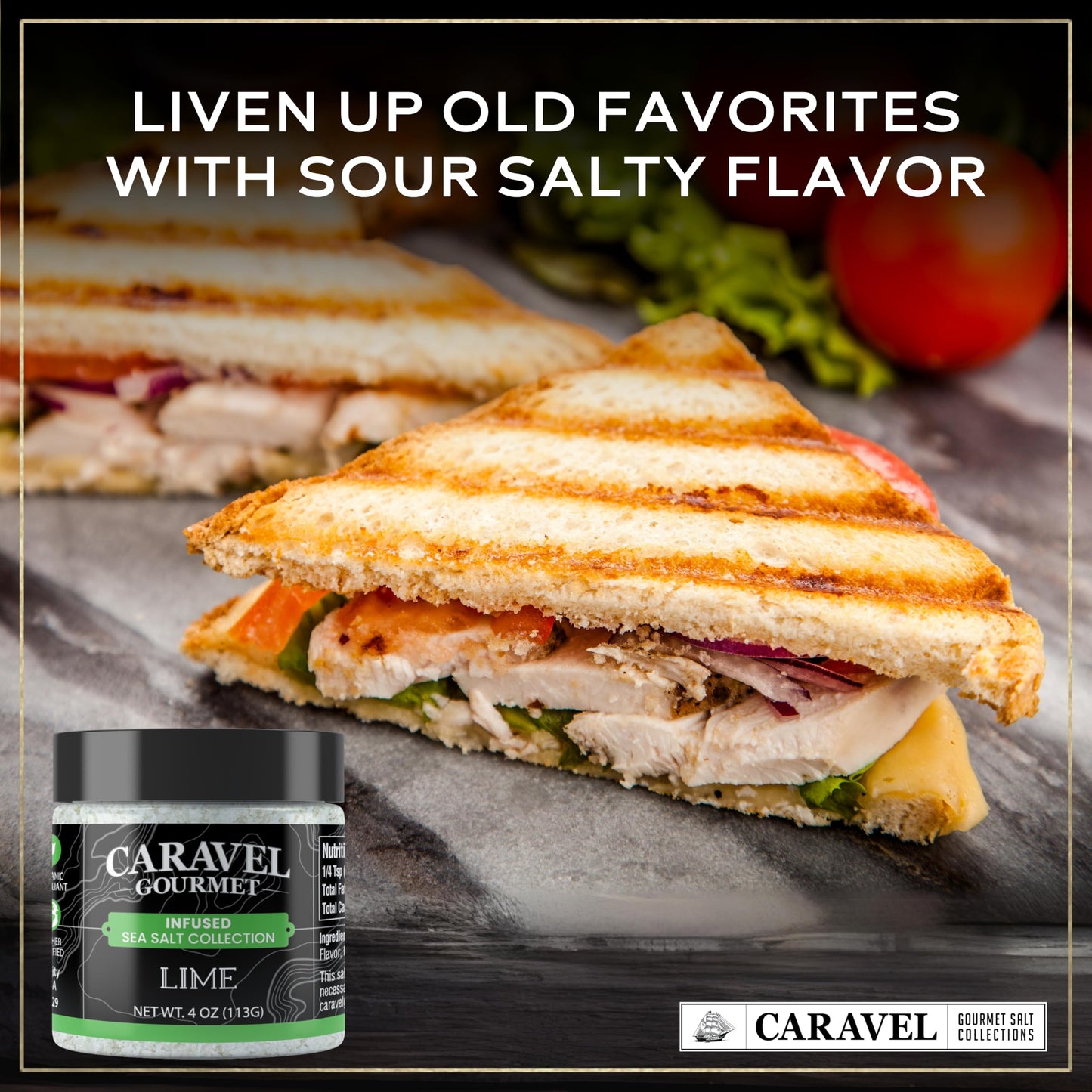 Caravel Gourmet Lime Sea Salt - 4 oz Jar, Ideal for Cooking and Seasoning