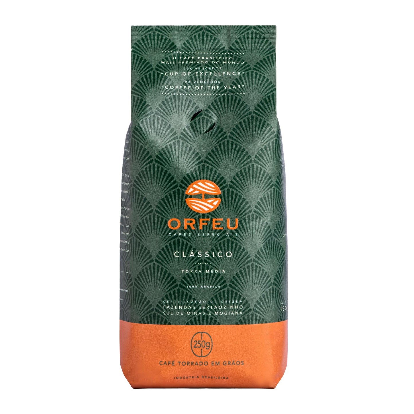CAFÉ ORFEU Special Coffee Classic Roasted Beans, 100% Arabica, Medium Roasted, 250g (8.8oz), Floral & Fruity Aroma, Made in Brazil