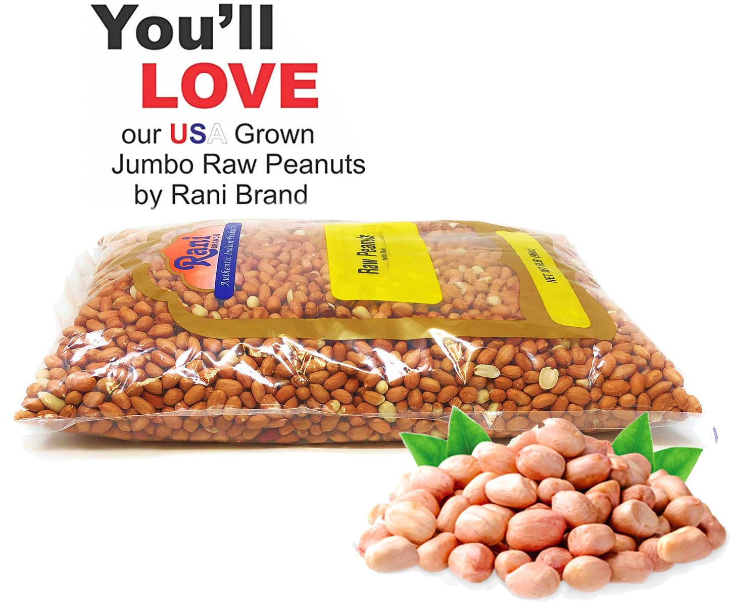Rani Peanuts, Raw Whole With Skin (uncooked, unsalted) 48oz (3lbs) 1.36kg Bulk ~ All Natural | Vegan | Kosher | Gluten Friendly