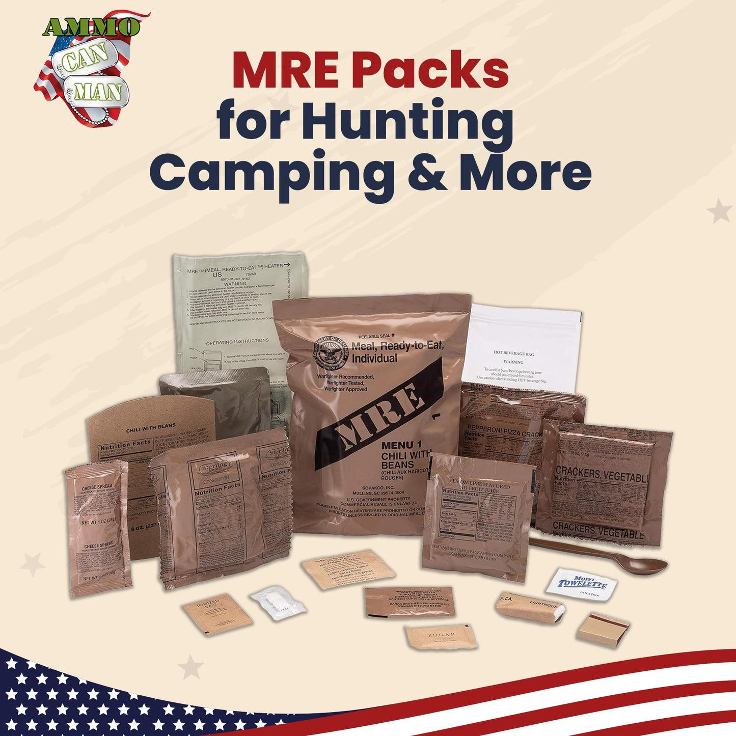 Ammo Can Man Sopakco MRE Meals - 12ct US Military Surplus Ready to Eat, Menu 1-12, 2026 Inspect