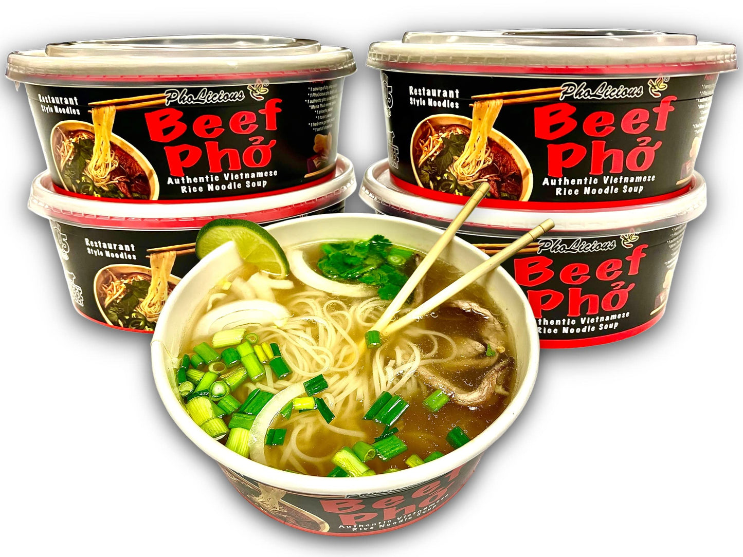 Instant Beef Pho Pack of 4  Authentic Vietnamese Soup  Pholicious Brand - New