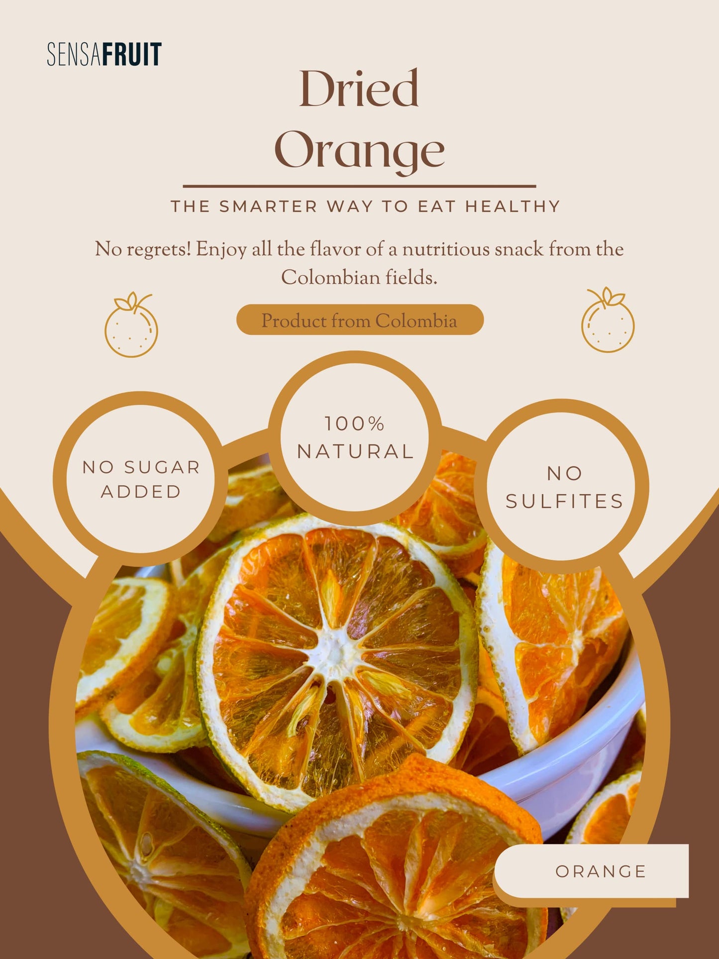 Sensafruit-Premium Dried Orange Slices For Cocktails| 100% Natural | No Sugar Added, Unsulfured | Direct Producers | Wholesale |