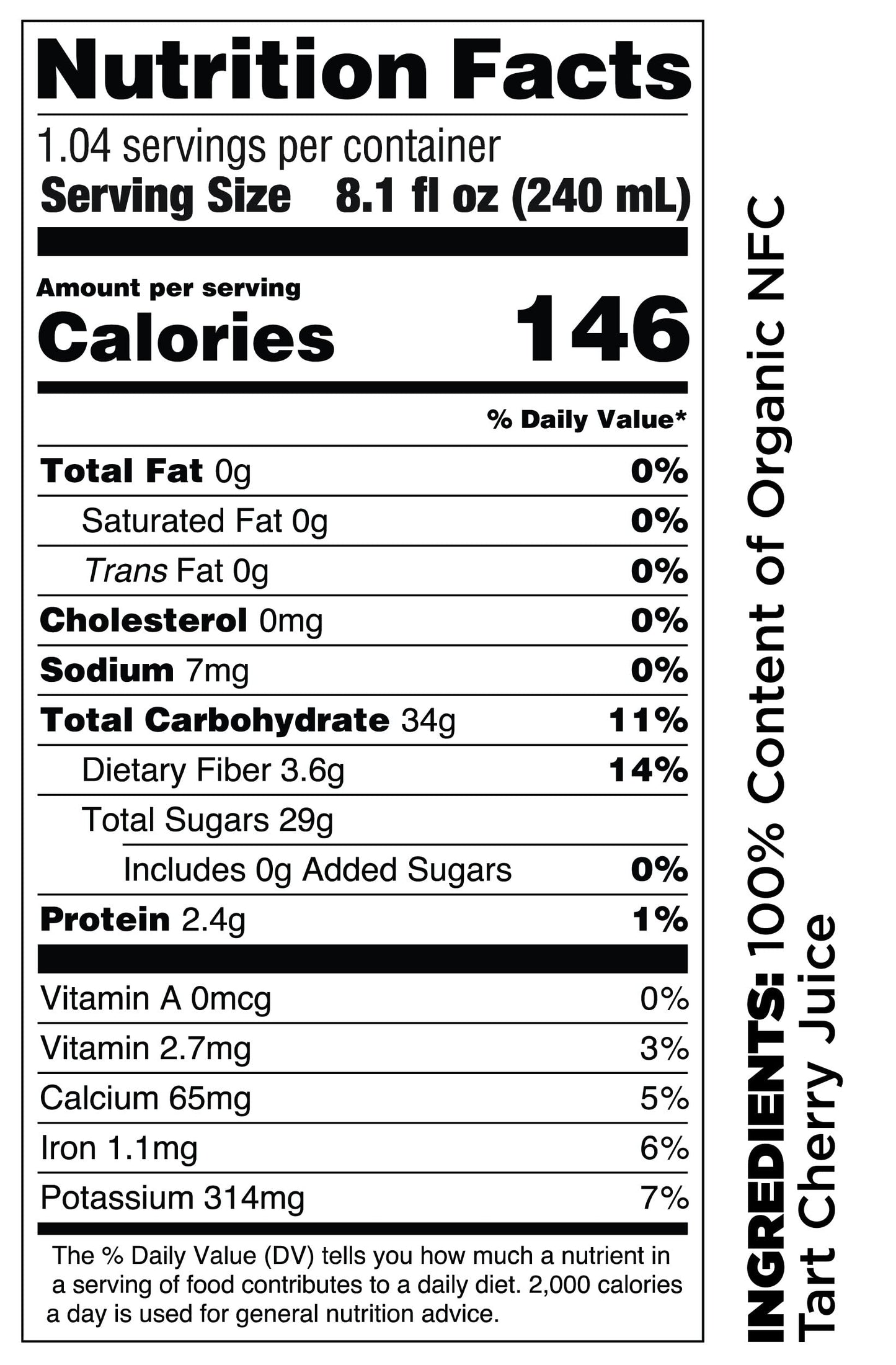 Pomona Organic Pure Tart Cherry Juice, Cold Pressed, Non-GMO, No Sugar Added, Not from Concentrate, Gluten Free, Kosher Certifie