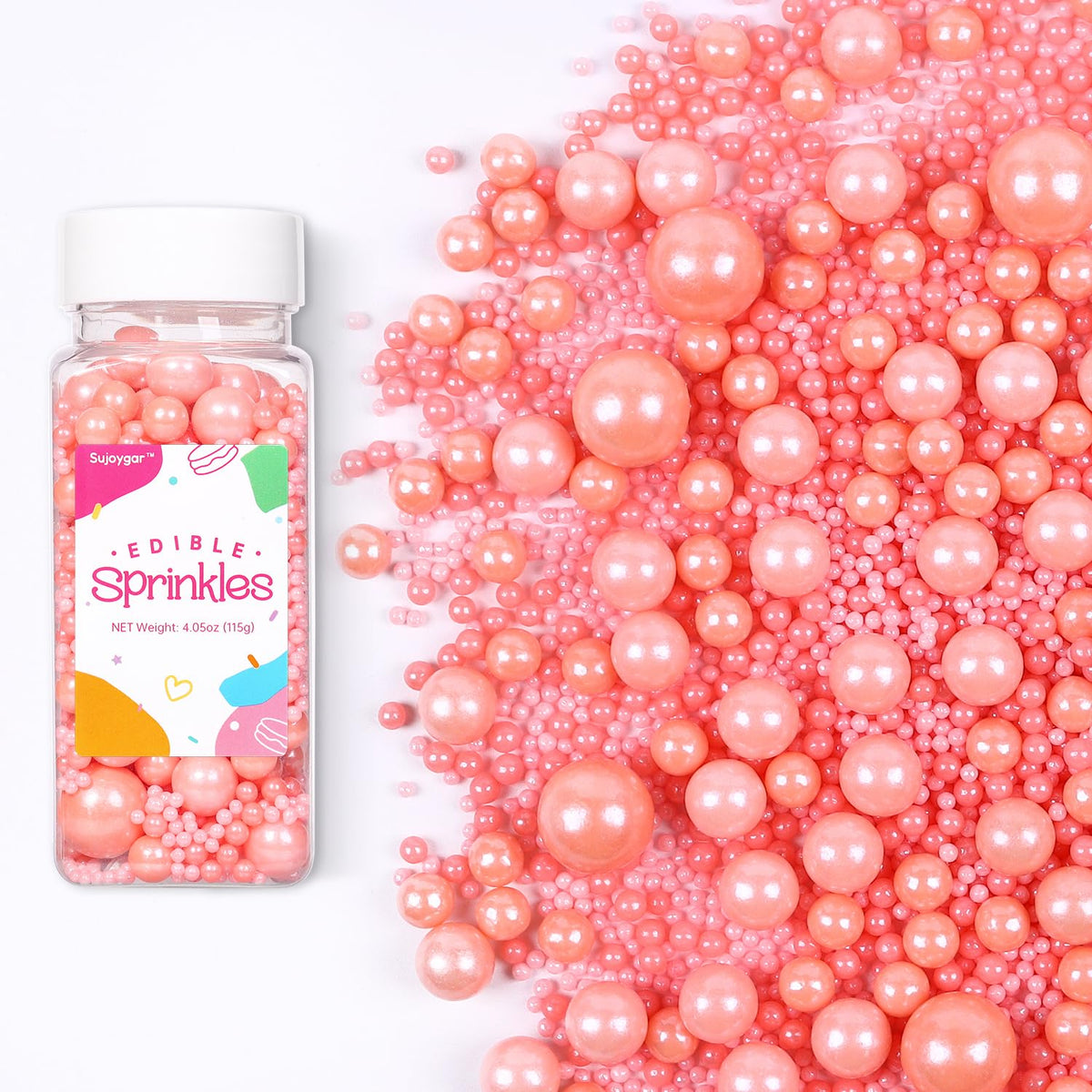 Light Pink Sprinkles for Cake Decorating, Edible Pearl Sprinkles for Cupcake Toppers Baking Decorations Cookie Decorating lover 