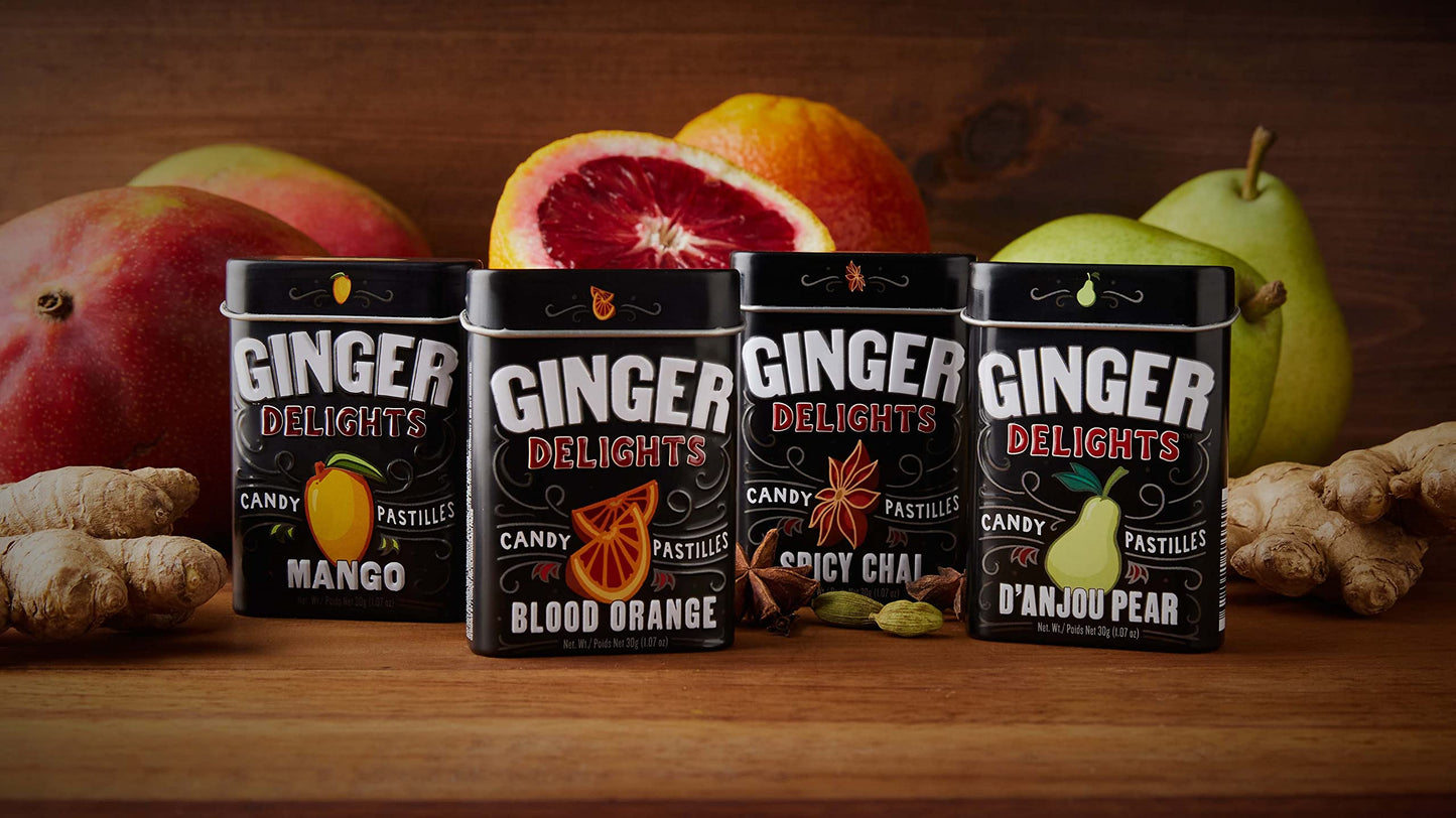 Ginger Delights Mango Candy | Genuine Ground Ginger Root, Natural Flavors | Kosher Certified, Vegan, Gluten Free | Aspartame & X