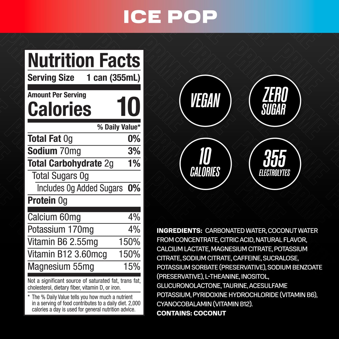 PRIME HYDRATION Energy Drink | Zero Sugar, 200mg Caffeine, Electrolytes | 12 Fluid Ounce | 12 Pack