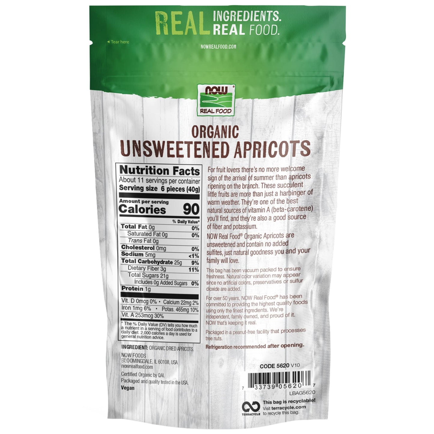 NOW Foods, Organic Dried Apricots, Unsweetened, No Preservatives, Added Sugar or Sulfur, 16-Ounce (Packaging May Vary)