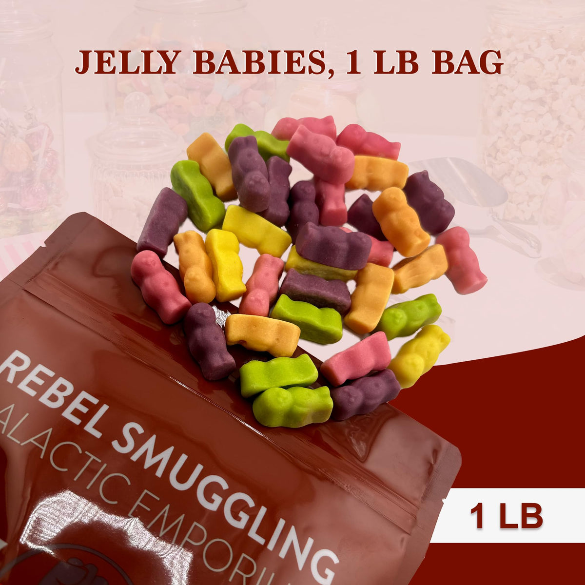 Rebel Smuggling Jelly Babies Candy Bulk 1LB Bag - British Candy, 8x10x2 inches