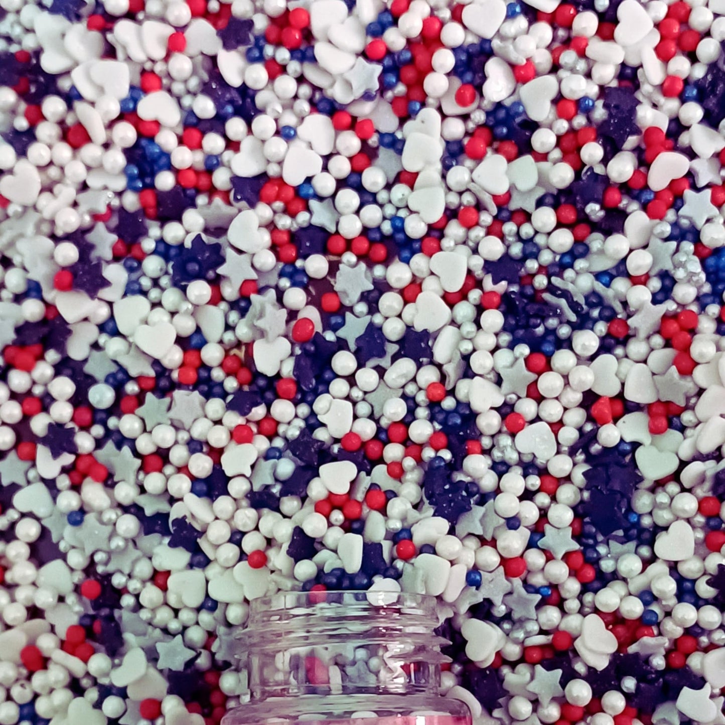 Confect Cake Mate Dessert Sprinkles – Red, White & Silver – Pearl, Star & Heart Shapes – 4.2 Oz – Vegan, Gluten-Free, Dairy-Free