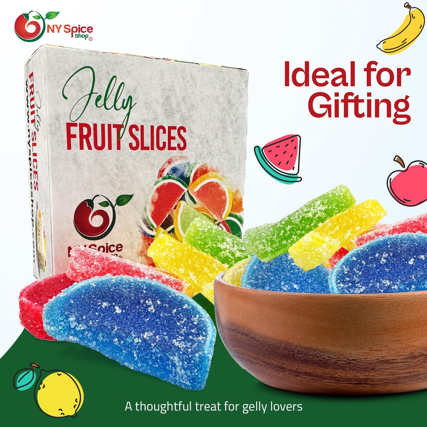 NY Spice Shop Orange Fruit Slices Jelly Candy - 8 Ounce Candied Fruit Slices - Fruit Candy Slices Gifts Party Decorations - Gumm