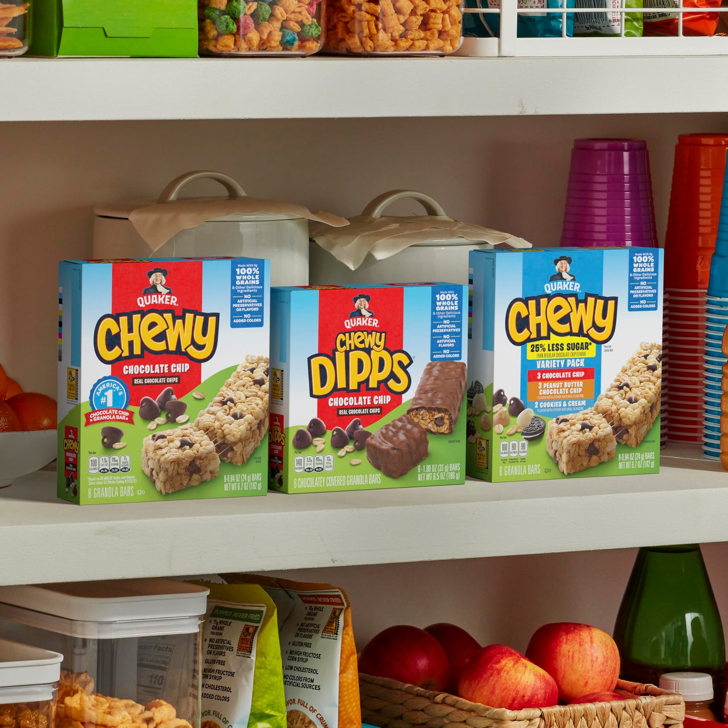 Quaker Chewy Granola Bars, Chewy & Dipps Variety Pack, (58 Bars), Whole Grains, No Artificial Flavors, No Added Colors
