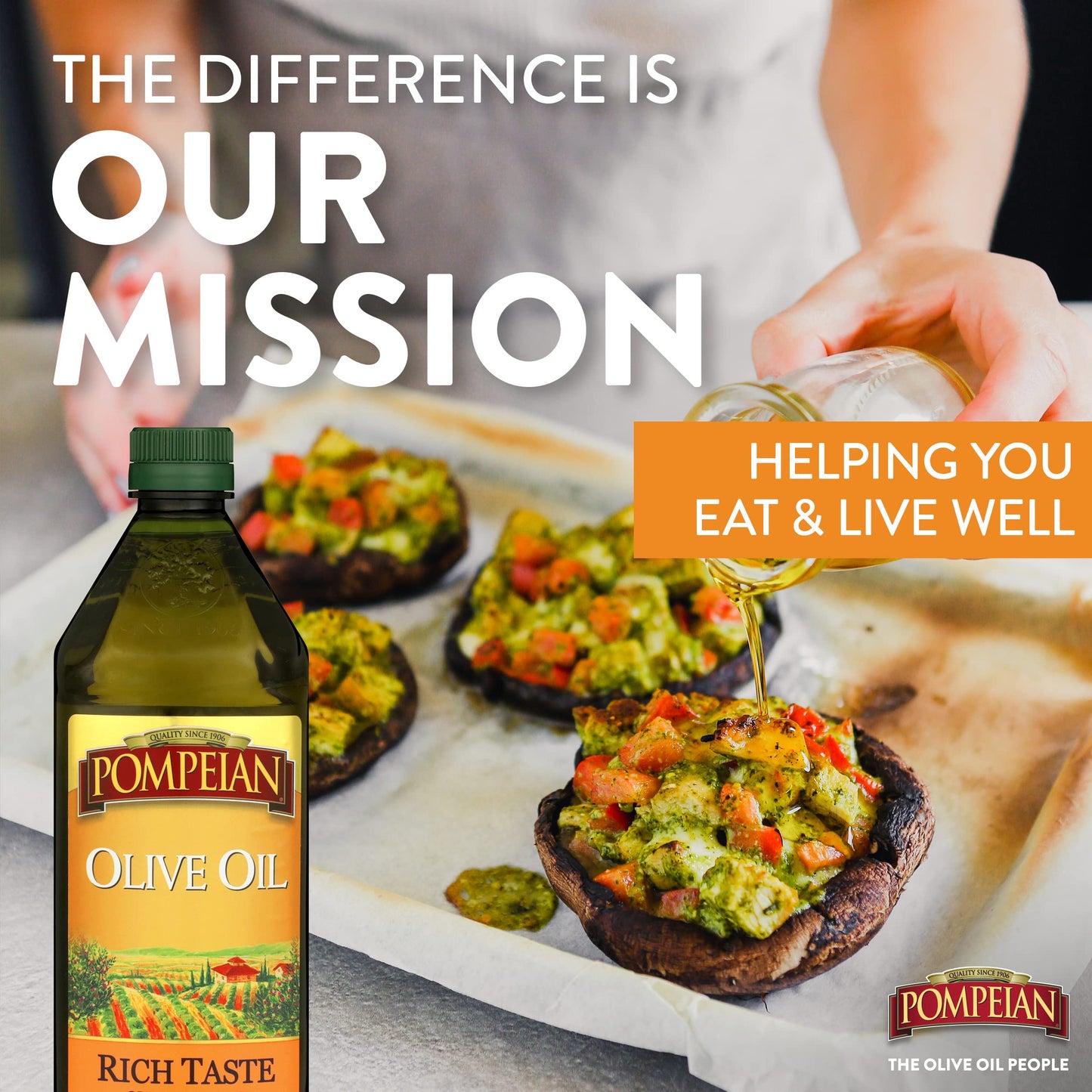 Pompeian Rich Taste Olive Oil, Full Flavor, Perfect for Grilling & Sauces, Naturally Gluten Free, Non-Allergenic, Non-GMO, 32 FL