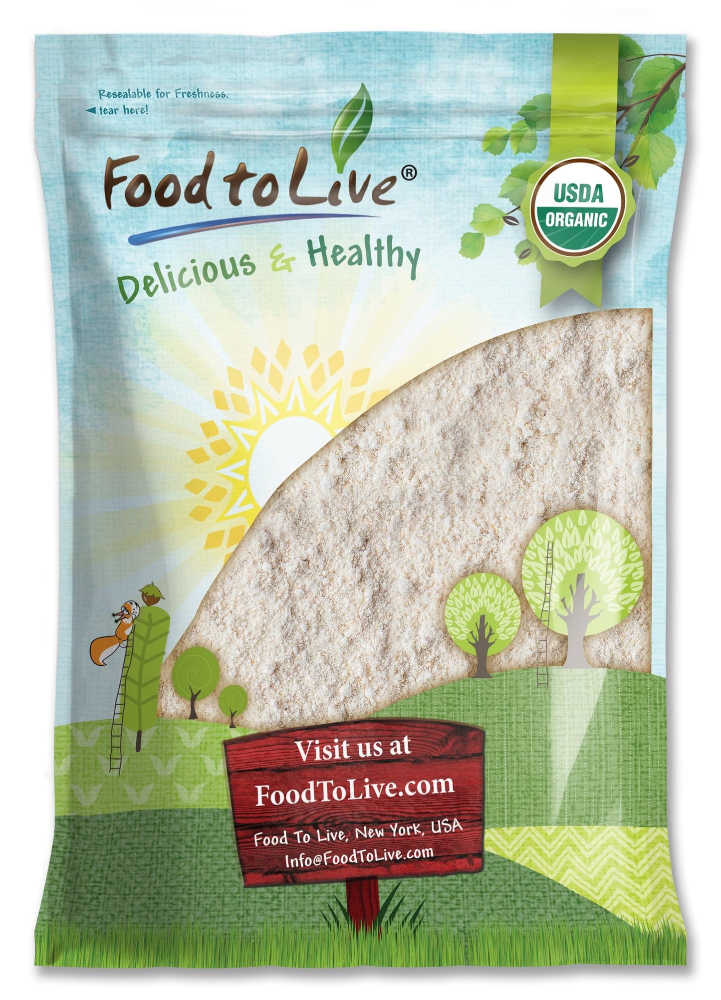 Food to Live Oat Flour, Gluten-Free Organic, Stone Ground, 8 Pounds