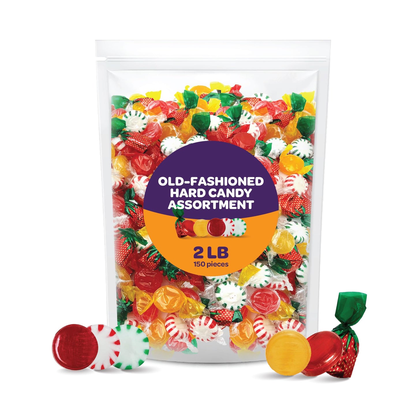 Old-School Hard Candy Mix - Bulk Pack 2 Pounds - Individually Wrapped