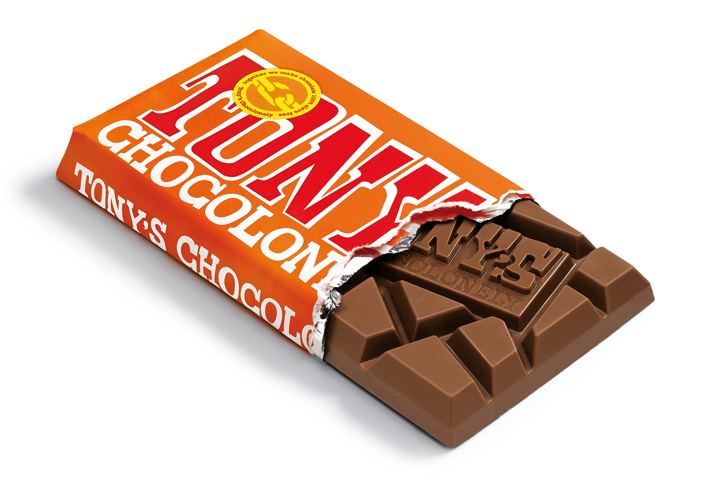 Tonys Chocolonely Milk Chocolate Caramel Sea Salt Bars, Fairtrade, 6.35 Ounce (15 Bars)