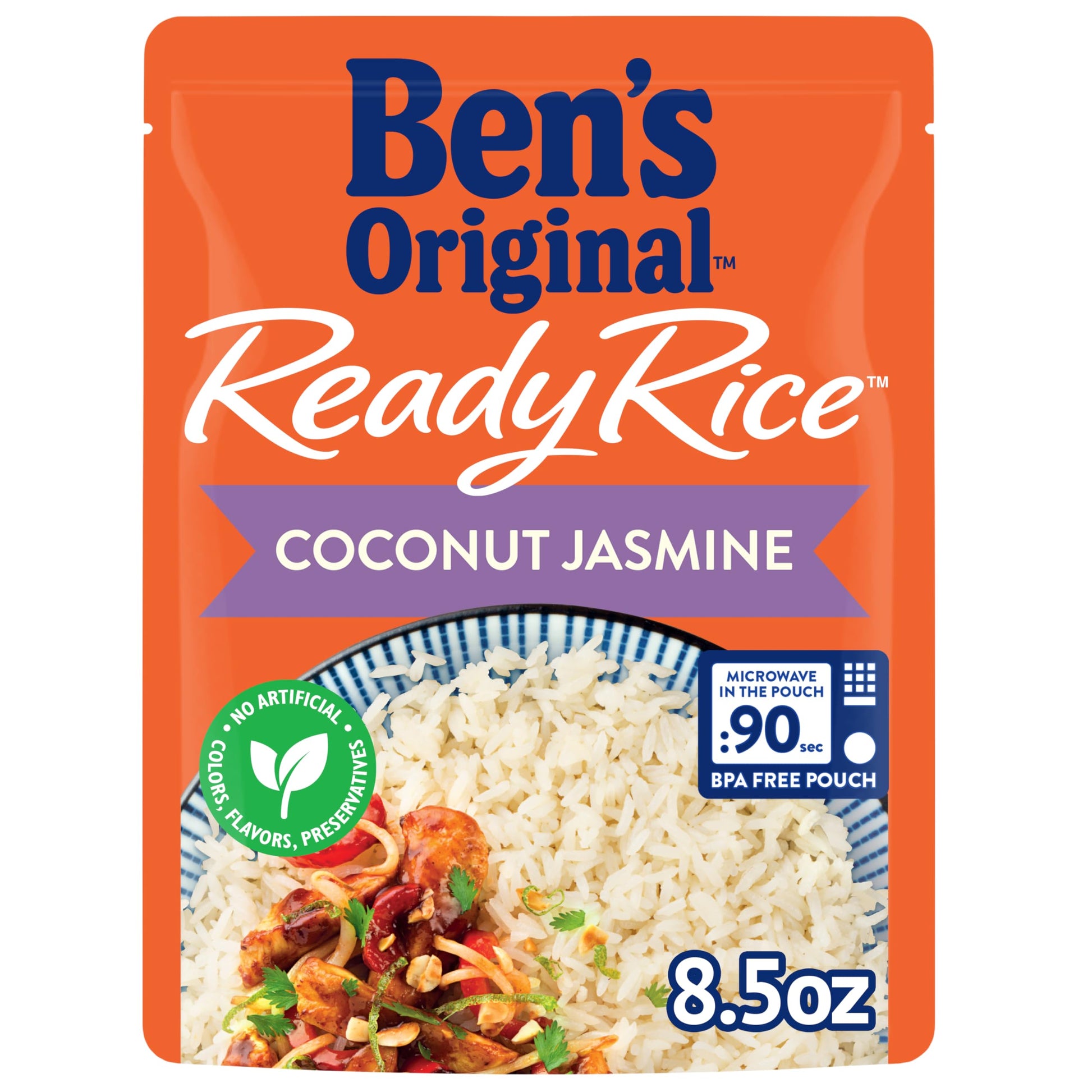 BEN'S ORIGINAL Ready Rice Coconut Jasmine Flavored Rice, Easy Dinner Side, 8.5 oz Pouch