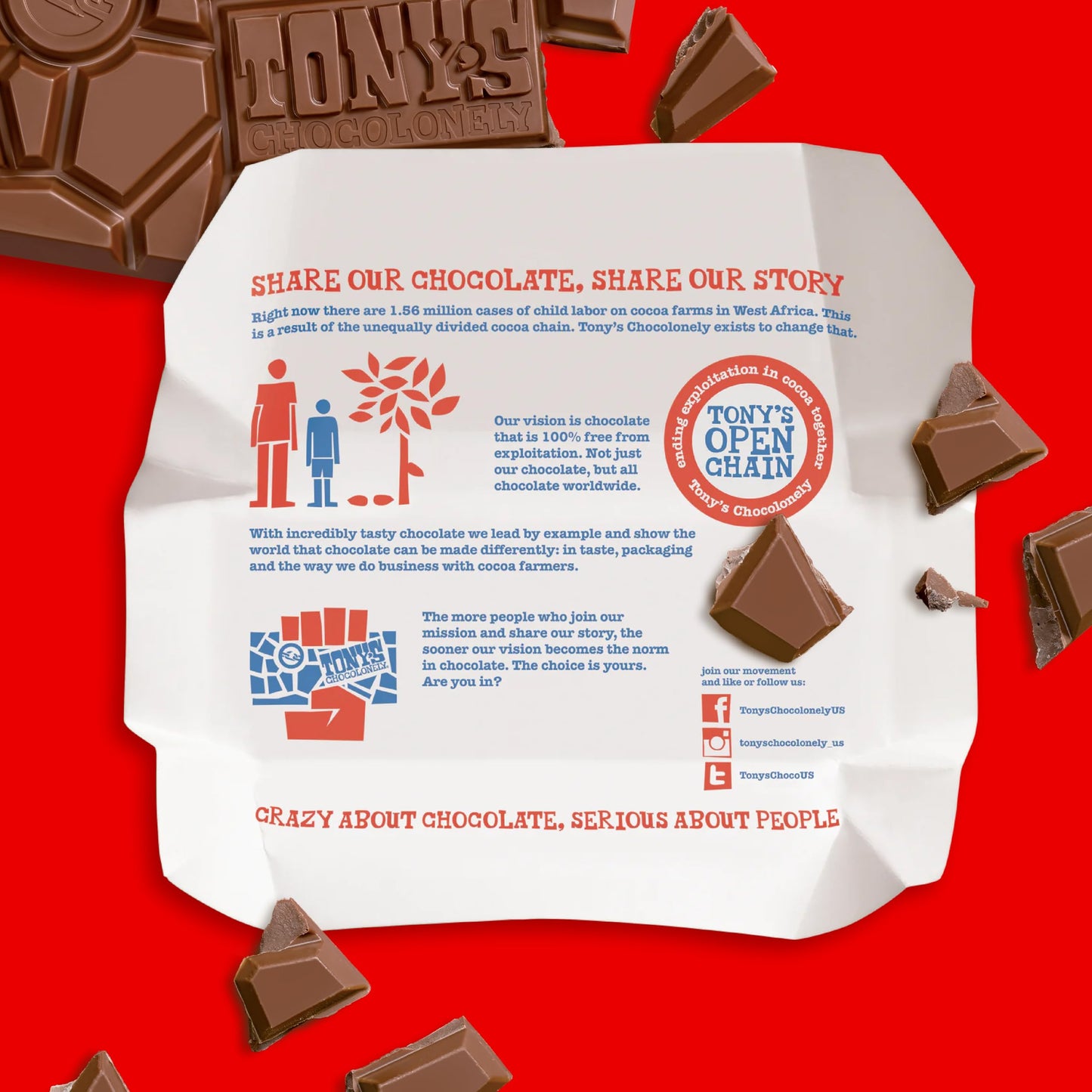 Tonys Chocolonely 32% Milk Chocolate Bar - Belgium Chocolate, No Artificial Flavoring, Fairtrade & B Corp Certified - 6.35 Oz