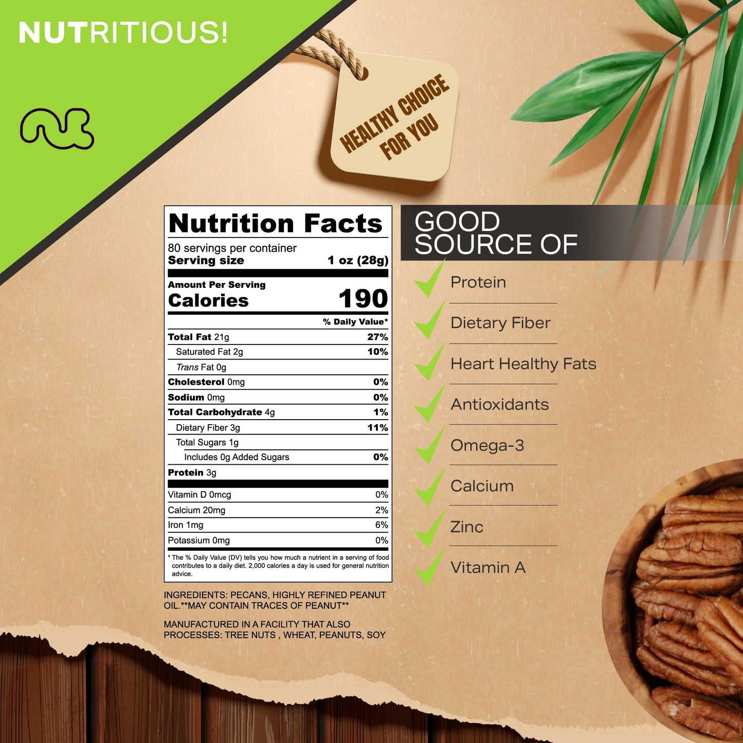 NUT CRAVINGS - Pecans Halves, Roasted & Unsalted, No Shell (80oz - 5 LB) Bulk Nuts Packed Fresh in Resealable Bag - Healthy Prot
