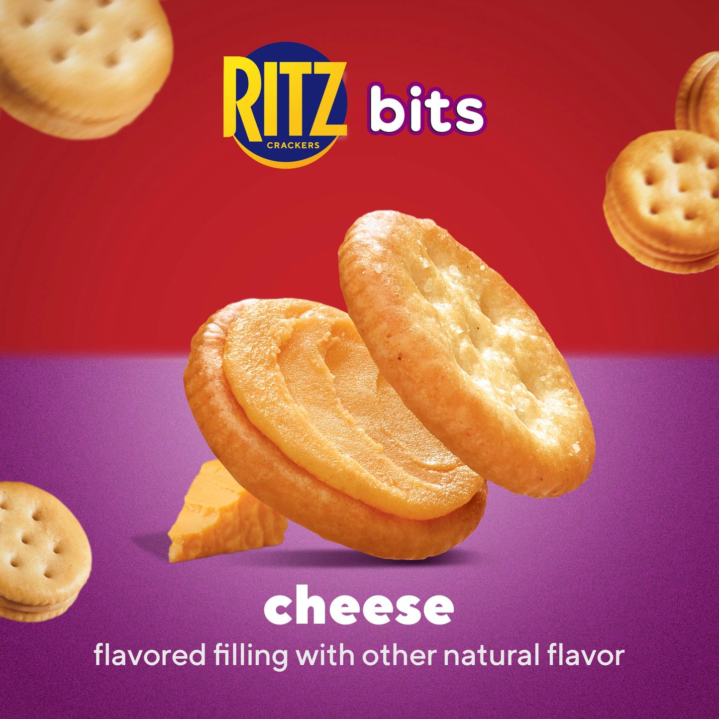RITZ Bits Cheese Sandwich Crackers, Lunch Snacks, 10 Snack Packs