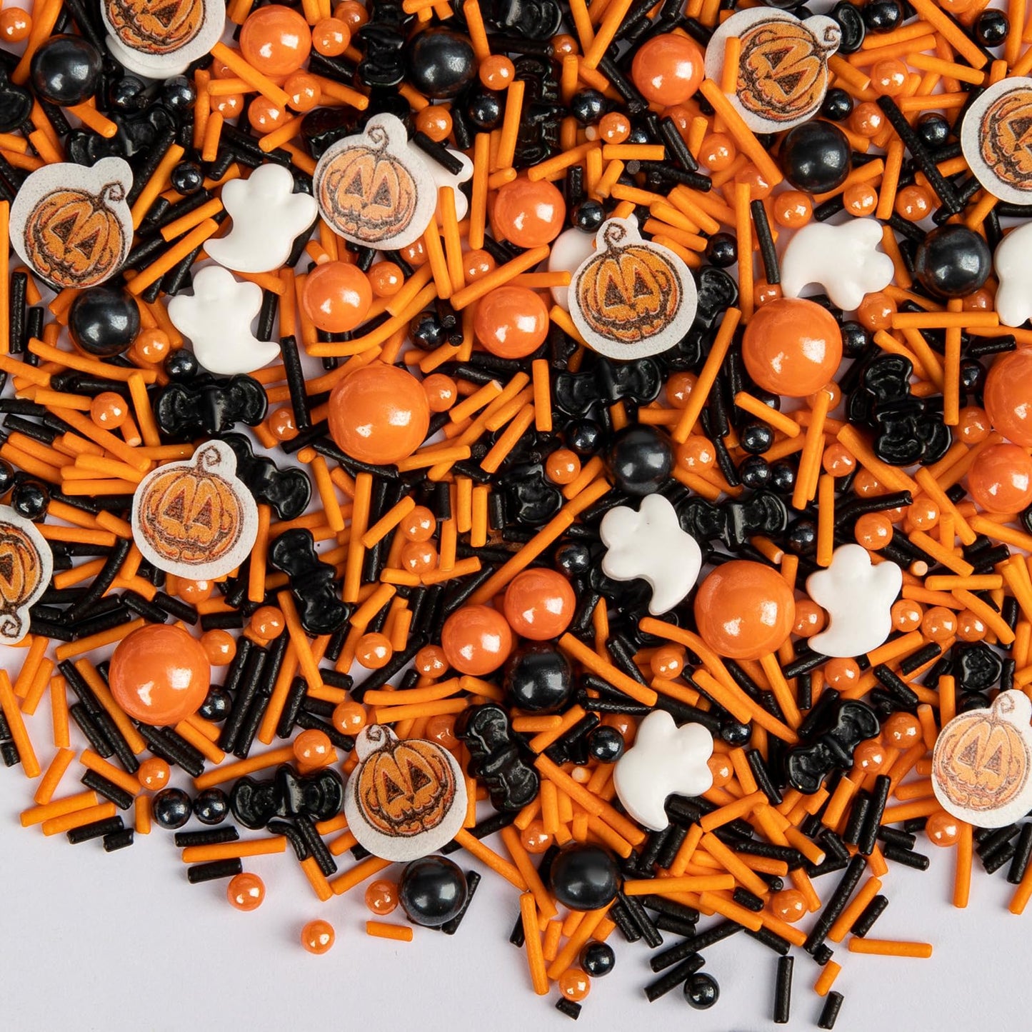 Twisweet Halloween Sprinkles, Pumpkin Sprinkles for Cake Decorating, Edible Candy Ghost Bat Sugar Sprinkle Mix, Black and Orange