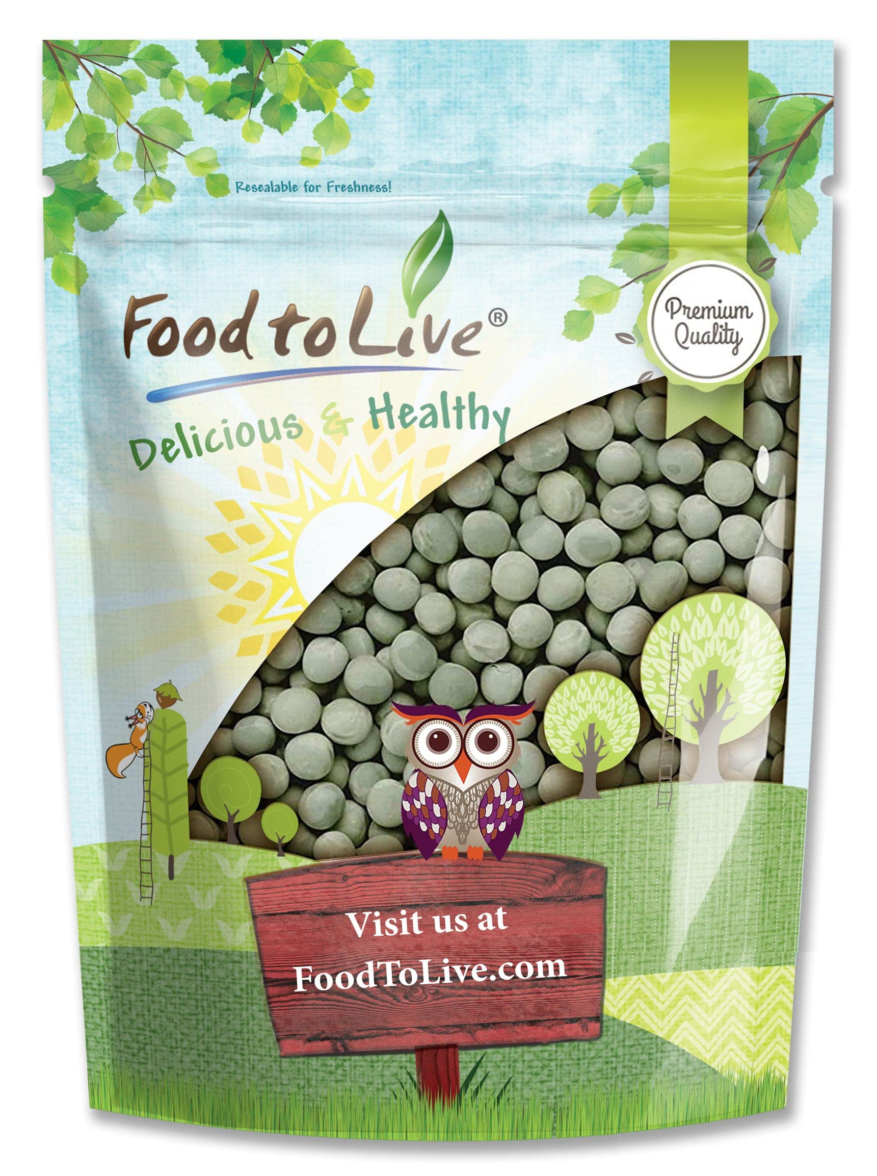 Whole Dried Green Peas, 2.5 Pounds - Green Vatana, Sproutable, Vegan, Kosher, Bulk. Pre-Soak Needed. Rich in Protein, Fiber, Pot