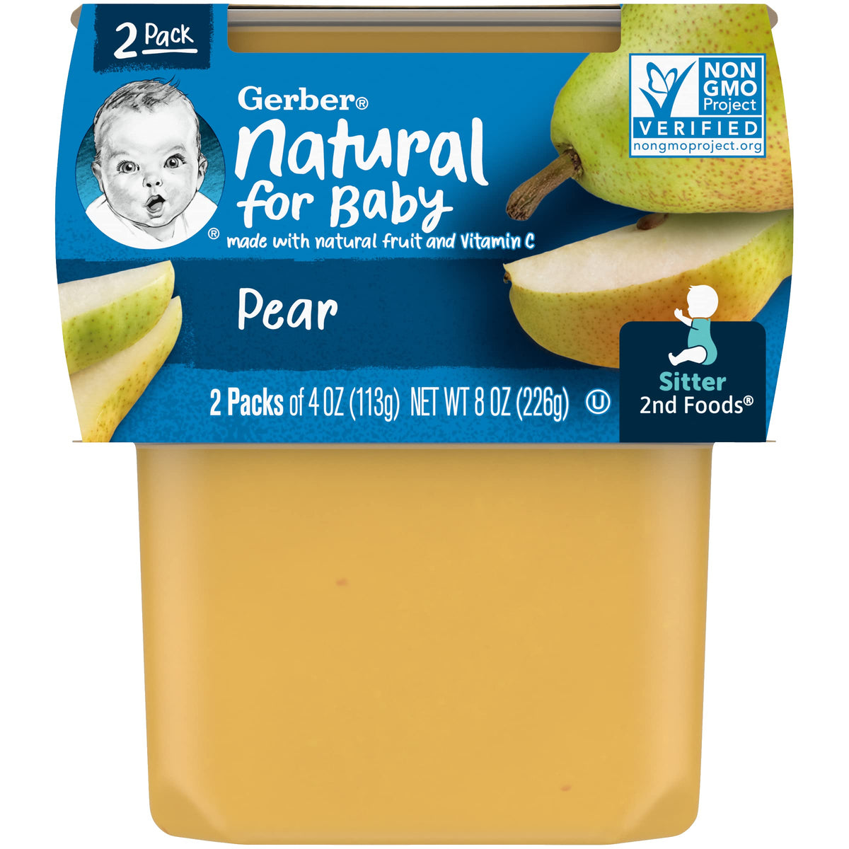 Gerber Baby Food Pear, 4 Oz, 2 Ct Tubs