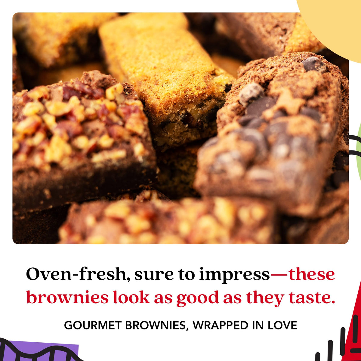 DAVIDS COOKIES Brownies Sweet Sampler Tin – 6 Rich Fudgy Slices, Individually Wrapped Gourmet   for Birthdays and All Occasions