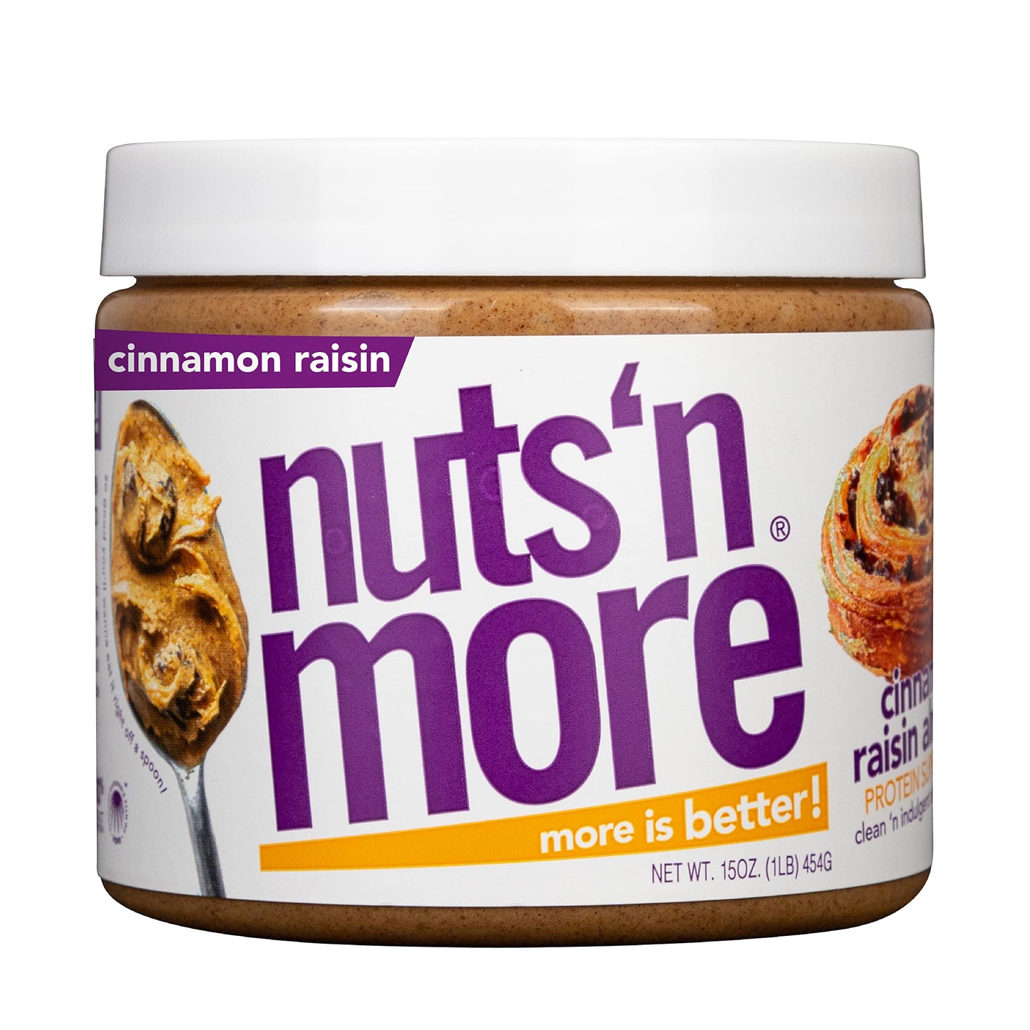 Nuts N More Cinnamon Raisin Almond Butter Spread, All Natural Keto Snack, Low Carb, Low Sugar, Gluten Free, Non-GMO, High Protei
