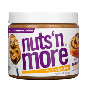 Nuts N More Cinnamon Raisin Almond Butter Spread, All Natural Keto Snack, Low Carb, Low Sugar, Gluten Free, Non-GMO, High Protei