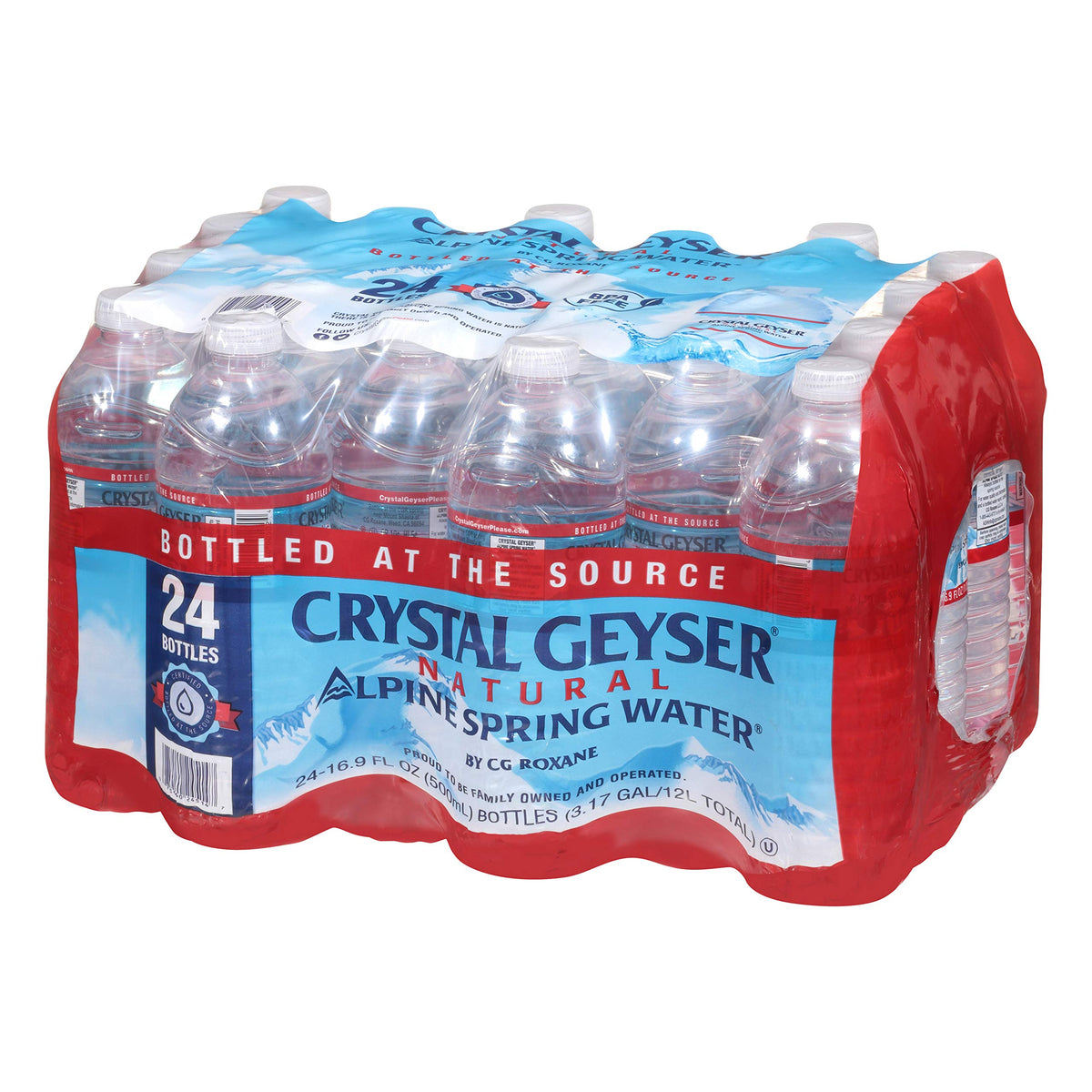 Crystal Geyser Natural Alpine Spring Water, Drinking Water Bottled at the Source, 16.9oz Bottles, 24-Pack