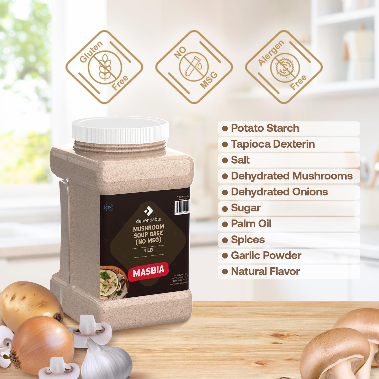 Dependable Food Mushroom Soup Base – Mushroom Flavor Consommé | 15 Oz. Resealable Jar | No Msg, Gluten-Free Kosher | Perfect For Soups, Stocks, And Broths