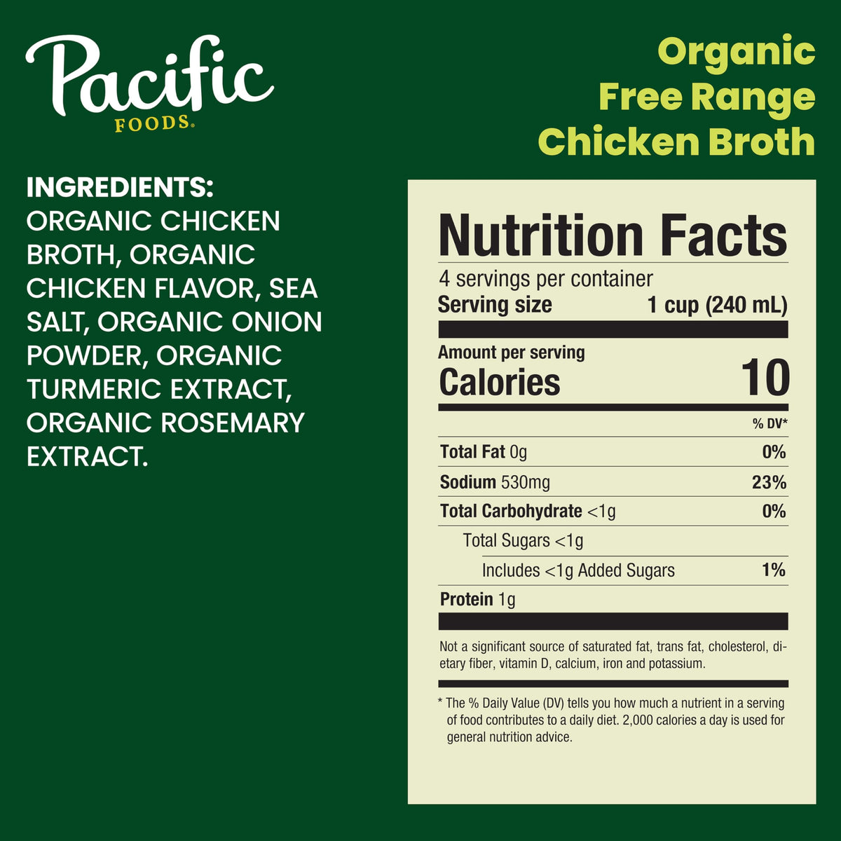 Pacific Foods Organic Free-Range Chicken Broth, 8 oz Carton (12 Pack)