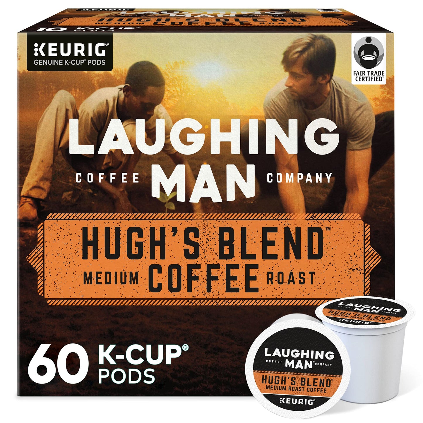 Laughing Man Hugh s Blend Keurig Single-Serve K-Cup Pods, Medium Roast Coffee, 60 Count (6 Packs of 10)