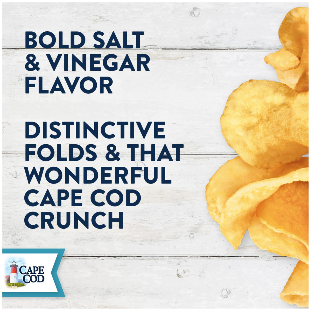 Cape Cod Sea Salt and Vinegar Kettle Chips, 2 Oz (Pack of 6) - Crispy Snack, Perfect for Parties and Lunches