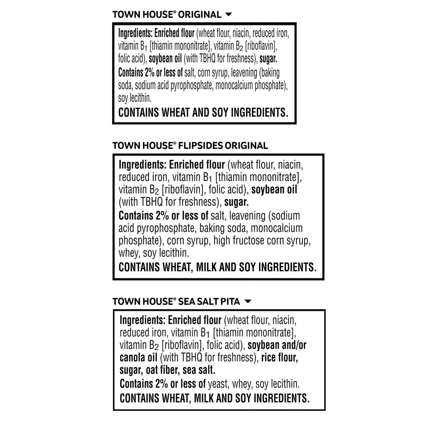 Town House Crackers, 3-Flavor Variety Pack, 4 Boxes