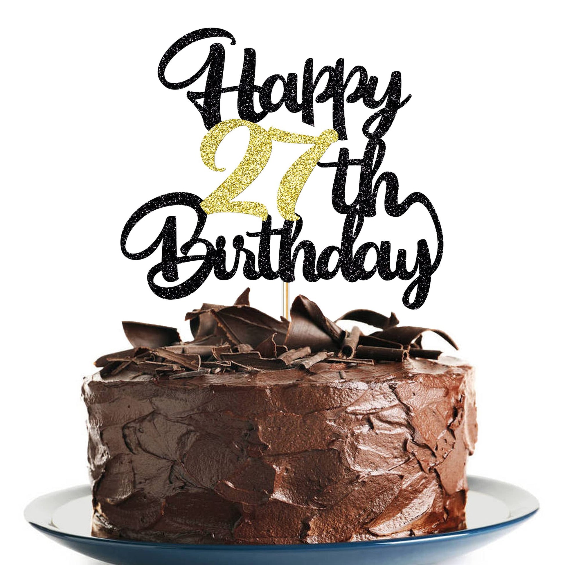Klionjor 27Th Birthday Cake Topper - Happy Birthday Decoration For 27Th Birthday Party - Gift Plugin