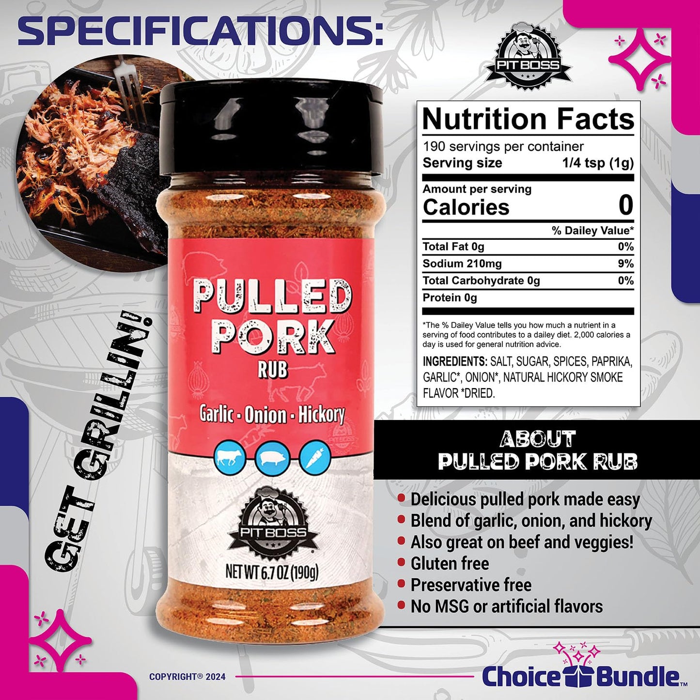 Choice Bundle BBQ Seasoning Spice Rub 4-Pack, 26.8 oz Total, Includes Guide & Keychain Opener