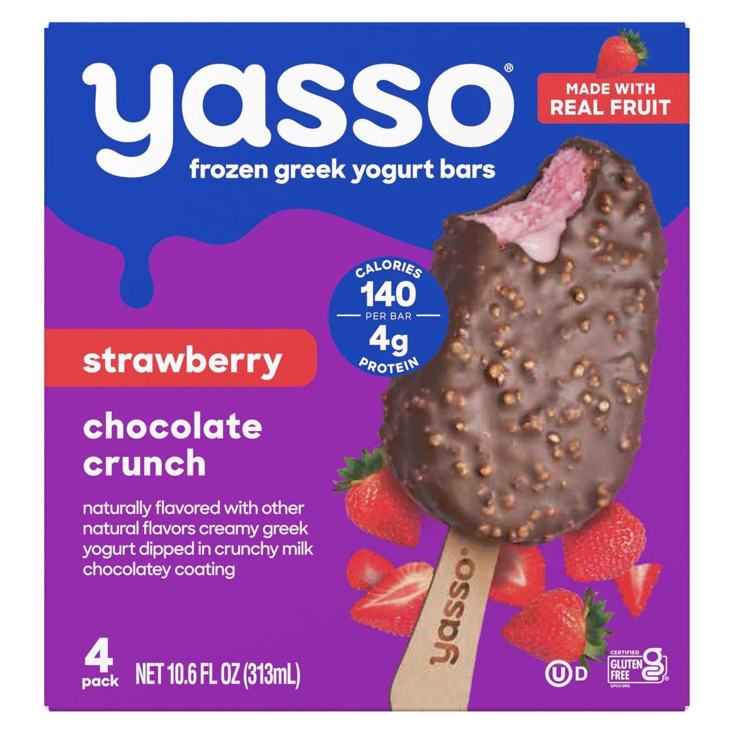 Yasso Frozen Greek Yogurt Bars Strawberry Chocolate Crunch Bars 4 Count for a ridiculously creamy frozen snack made with the goo