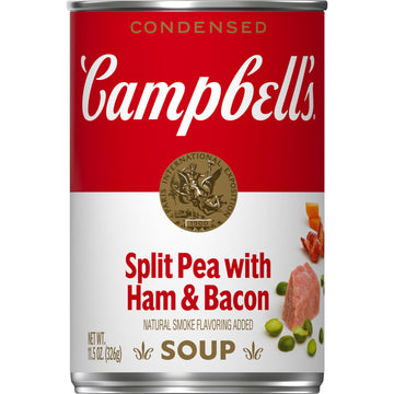 Campbells Condensed Split Pea Soup With Ham and Bacon, Natural Smoke Flavoring Added, 11.5 oz Can