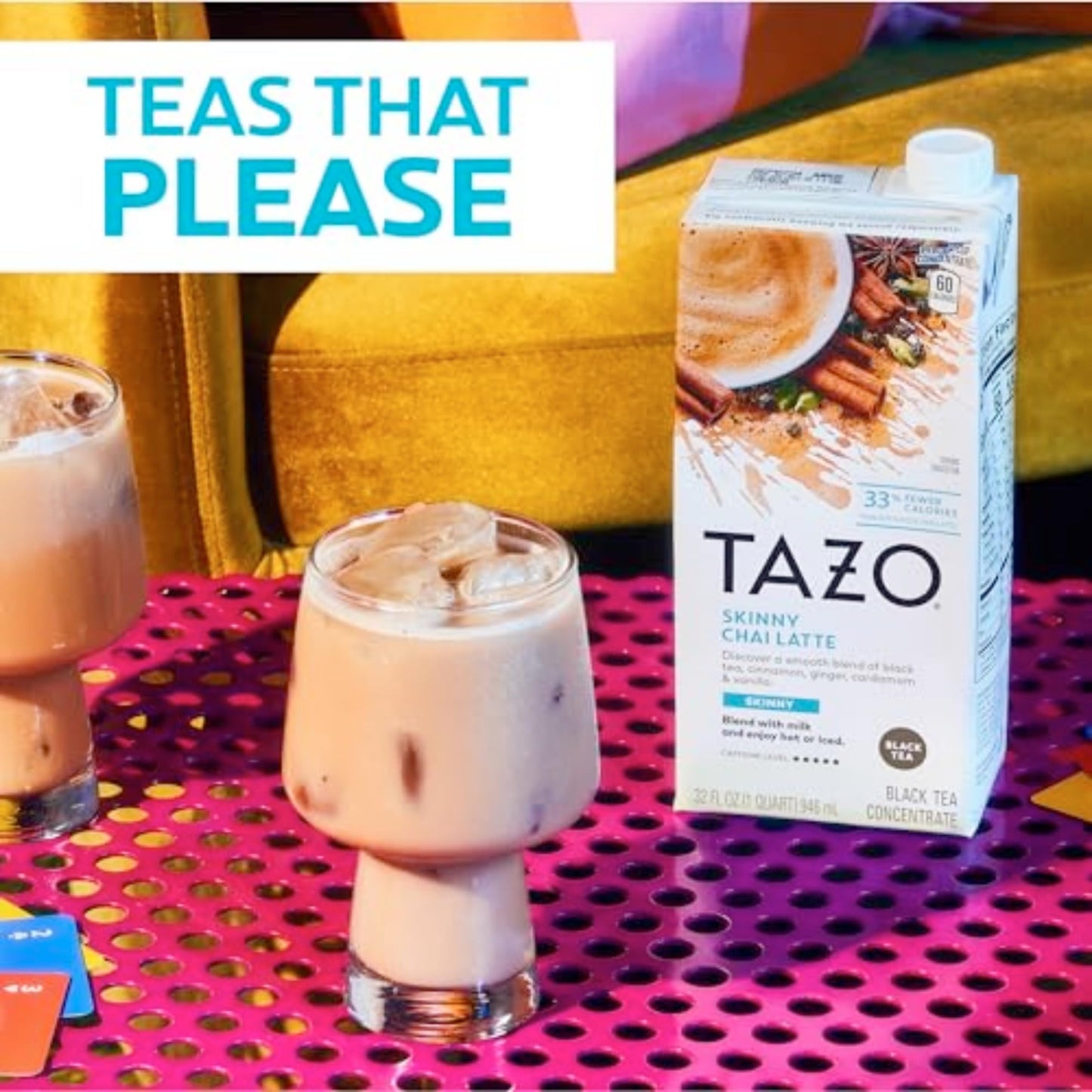 TAZO Skinny Chai Latte Concentrate, Low Calorie, 32 Fl Oz (Pack of 2)