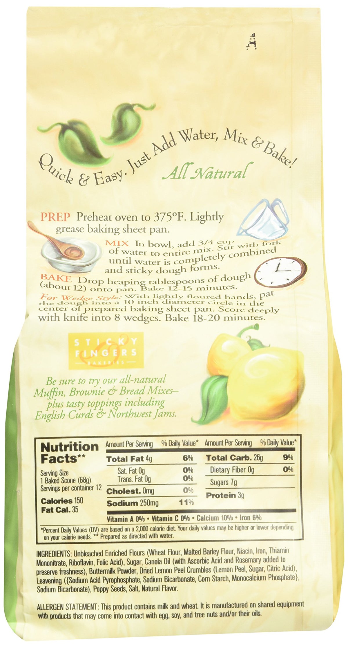 Sticky Fingers Scones Lemon Poppyseed, 15-Ounces (Pack Of3)
