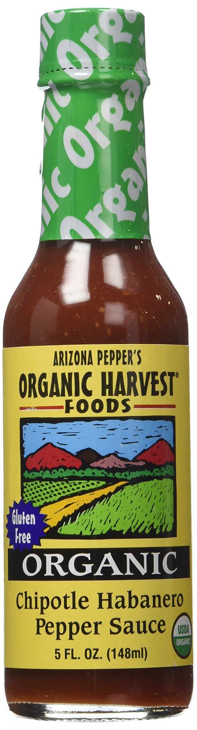 Organic Harvest Arizona Peppers Chipotle Habanero Pepper Sauce, 5 Ounce (Pack of 12)