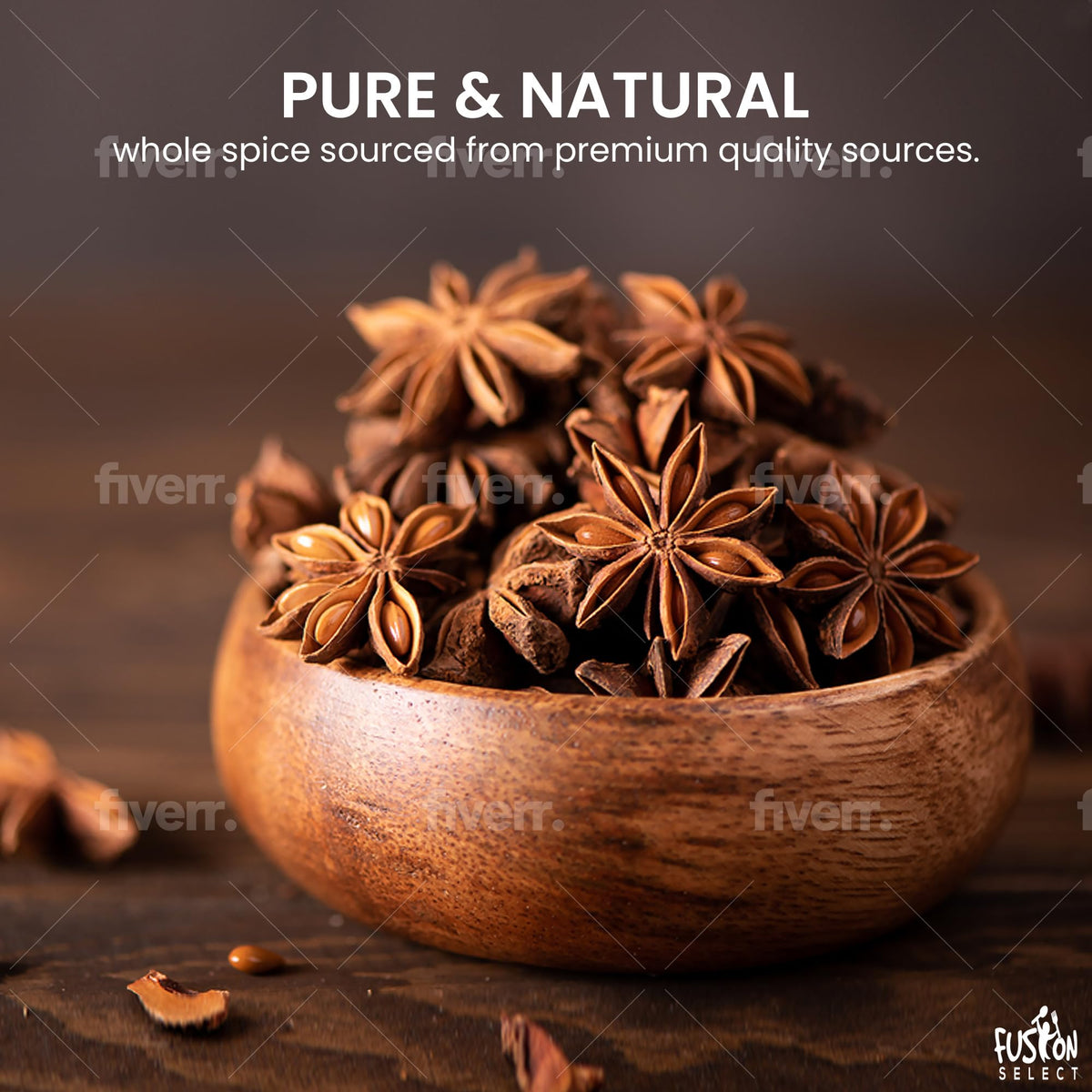 Fusion Select Dried Star Anise - Whole Badian Spice For Oriental & Indian Dishes & Recipes - Natural Herbs & Seasoning For Bakin