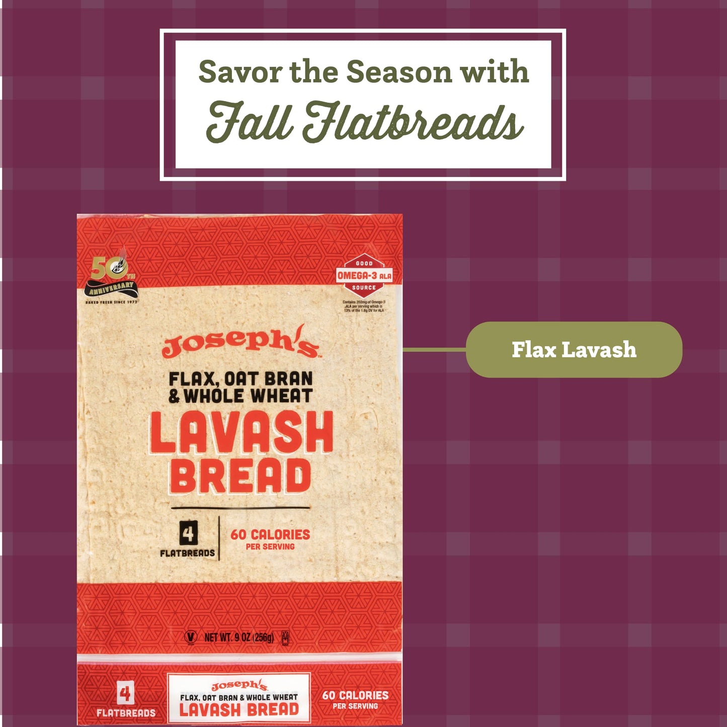 Joseph'S Lavash Bread Value 6-Pack, Flax Oat Bran And Whole Wheat, Reduced Carb (4 Flatbreads Per Pack, 24 Total)