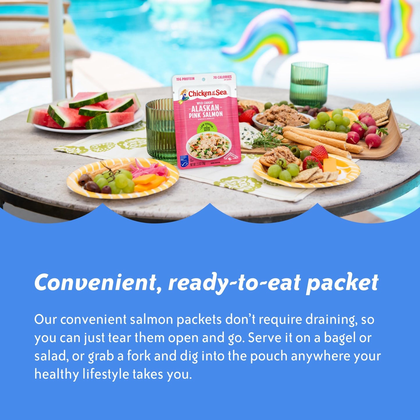 Chicken of the Sea Alaskan Pink Salmon, 2.5 oz. Packets (Box of 12), Wild Caught Salmon, Skinless & Boneless, Low Sodium