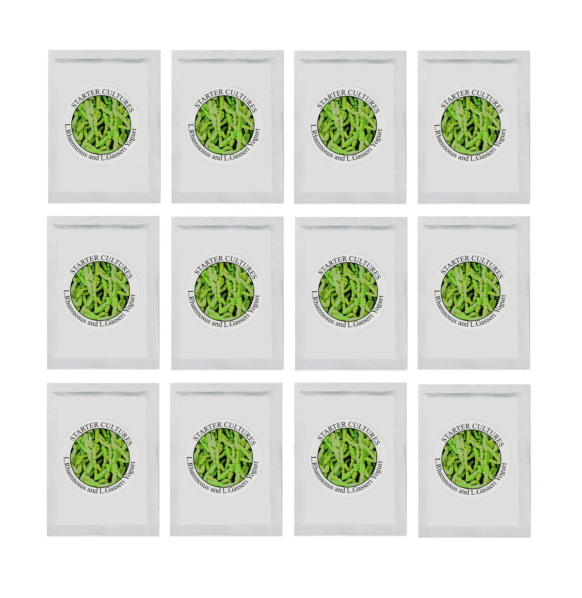 Natural Probiotic Selection Yogurt Starter Cultures - Pack of 12 Freeze-Dried Sachets for Lactobacillus Rhamnosus and L.Gasseri